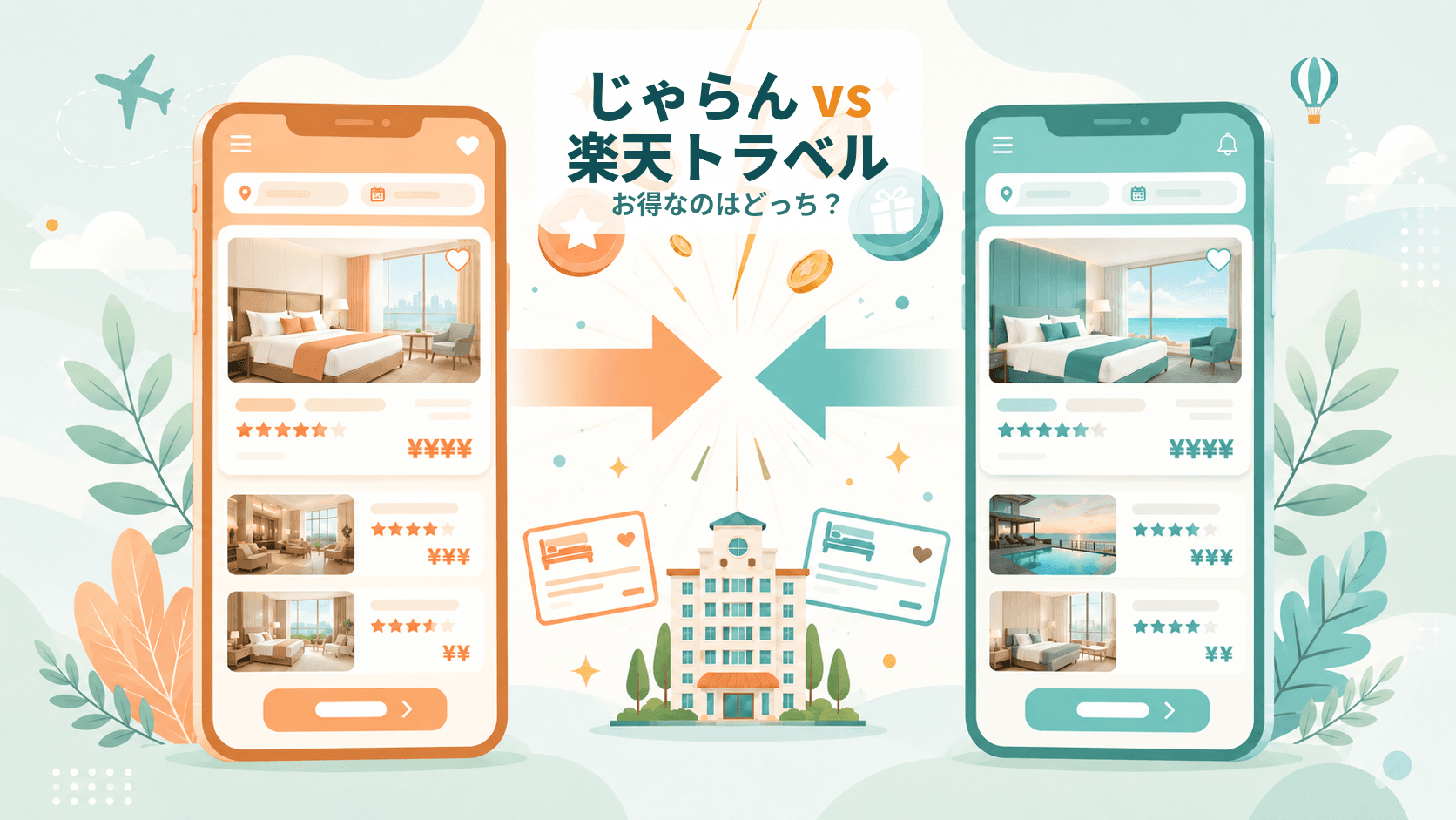 じゃらんと楽天トラベルはどっちがお得?違いと使い分け